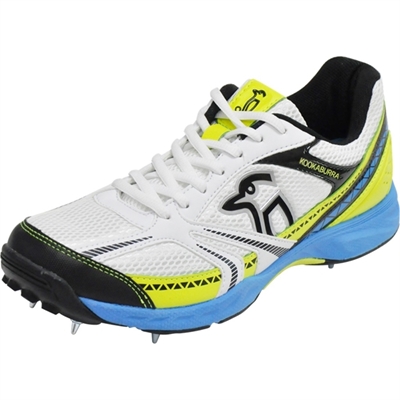 Picture of Pro 515 Spiked Cricket Shoes: Sky Blue Lime Black by Kookaburra