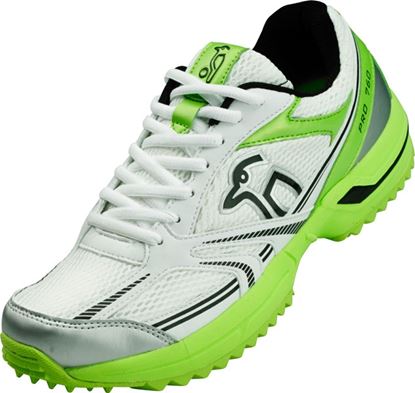 Picture of Cricket Shoe Pro 760 Rubber Sole Colors Green White Black By Kookaburra