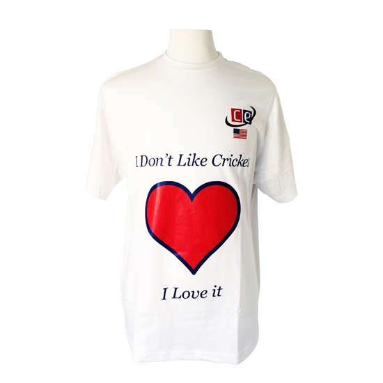 White Cricket Fan T-Shirt - I Don't Like Cricket, I Love it By Equipment USA