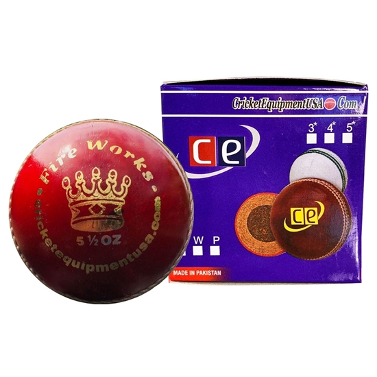 Picture of Cricket Ball Fireworks Red Leather by Cricket Equipment USA