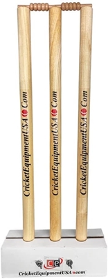 Picture of CE Colored Brown Set of 3 Cricket Stumps with 1 Base & 2 Bails by Cricket Equipment USA
