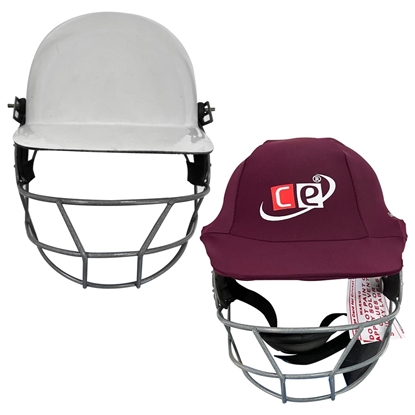 Picture of CE Cricket Helmet with Multicolor Covers Range for Head & Face Protection Adjustable Size (Maroon)