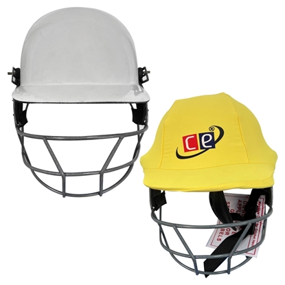 Picture of CE Cricket Helmet with Multicolor Covers Range for Head & Face Protection Adjustable Size (Yellow)