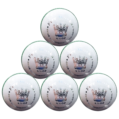 Picture of Cricket Ball Fireworks White Leather for T20 Cricket Matches Tournaments and Practice Six Pack